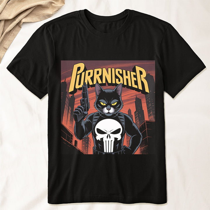Purrnisher Pet T-Shirt – Funny Cat Punisher Parody Tee for Pet Lovers