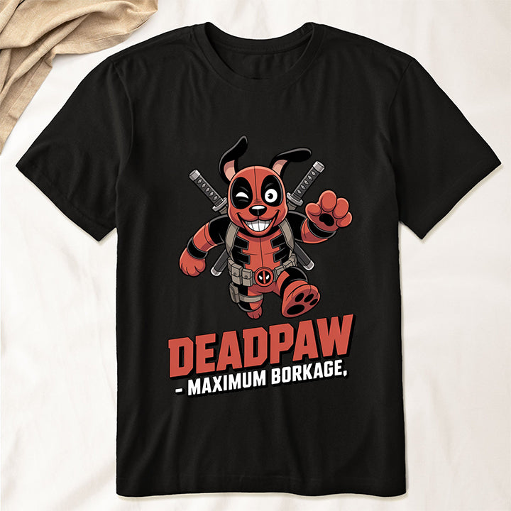 Deadpaw T-Shirt – Funny Dog Superhero Parody Tee for Pet Lovers