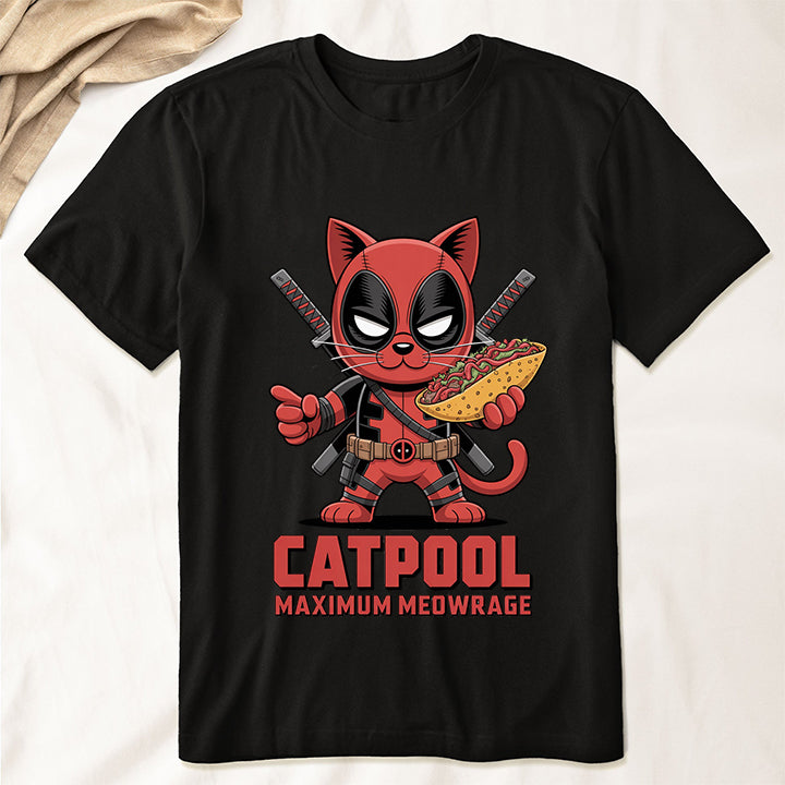 Catpool T-Shirt – Funny Maximum Meowrage Superhero Cat Tee