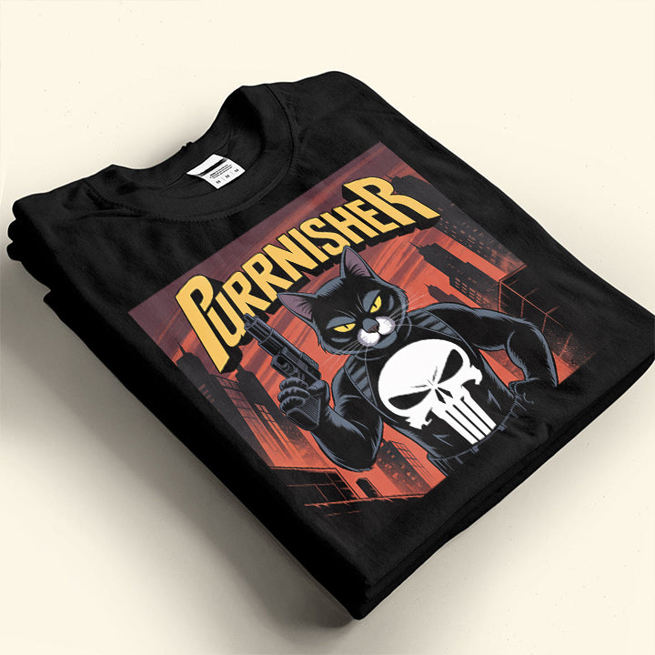 Purrnisher Pet T-Shirt – Funny Cat Punisher Parody Tee for Pet Lovers