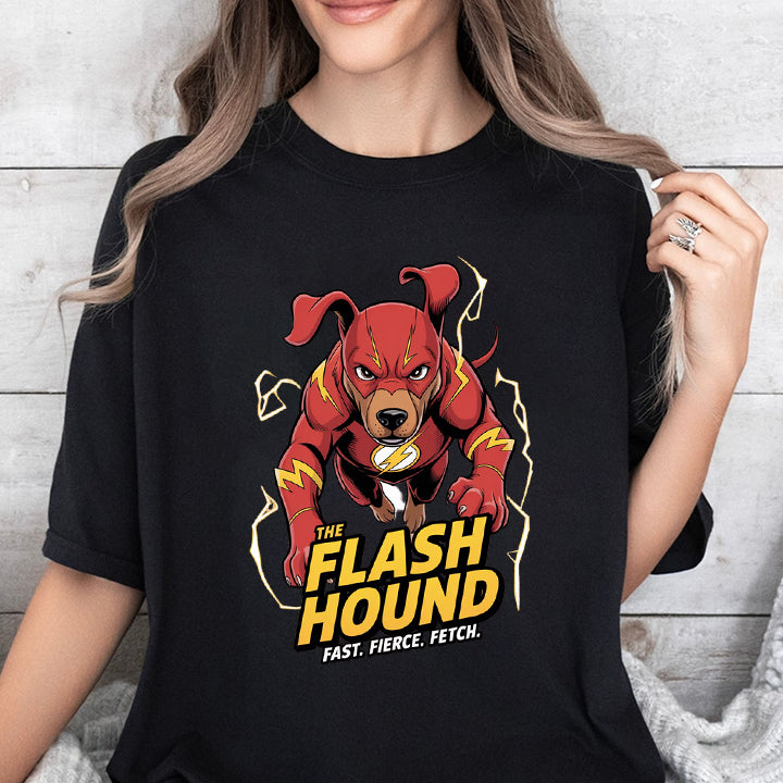 The Flash Hound T-Shirt – Funny Speedster Dog Superhero Tee for Pet Lovers