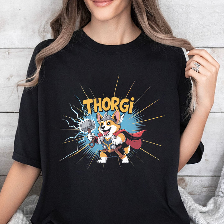 Thorgi Funny Dog T-Shirt – Cute Corgi Thor Parody Tee for Dog Lovers