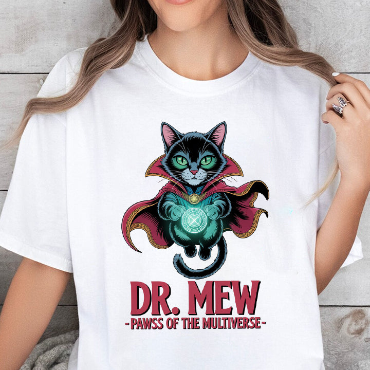 Dr. Mew T-Shirt – Funny Cat Sorcerer Superhero Tee for Pet Lovers