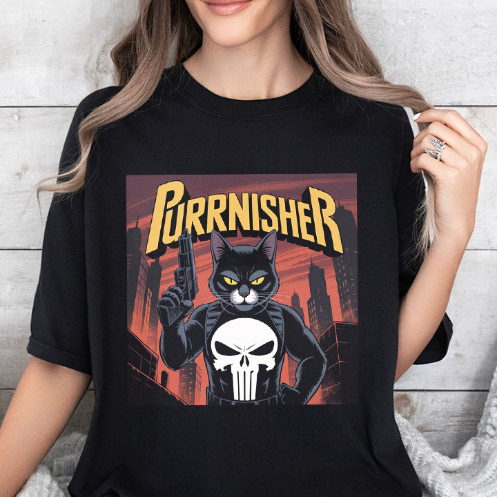 Purrnisher Pet T-Shirt – Funny Cat Punisher Parody Tee for Pet Lovers