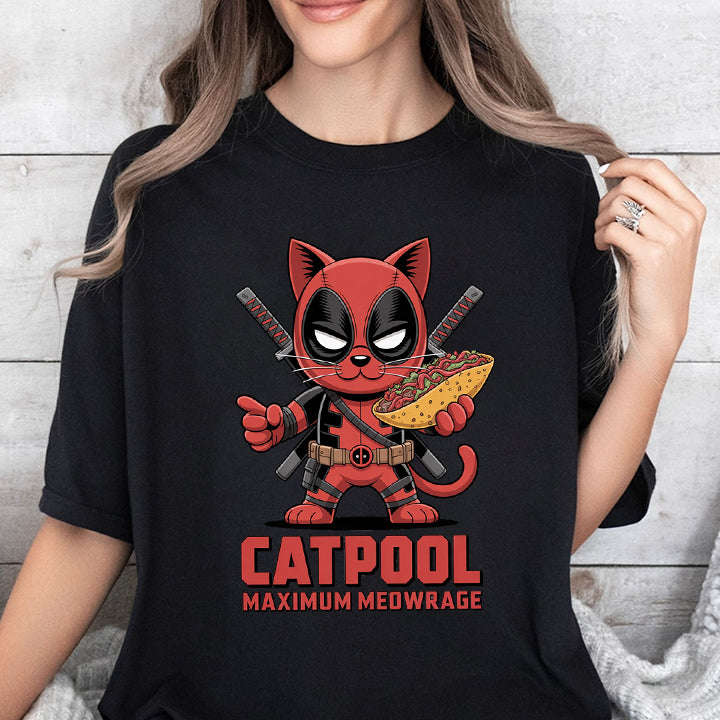 Catpool T-Shirt – Funny Maximum Meowrage Superhero Cat Tee
