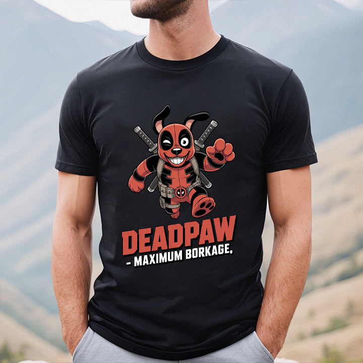 Deadpaw T-Shirt – Funny Dog Superhero Parody Tee for Pet Lovers