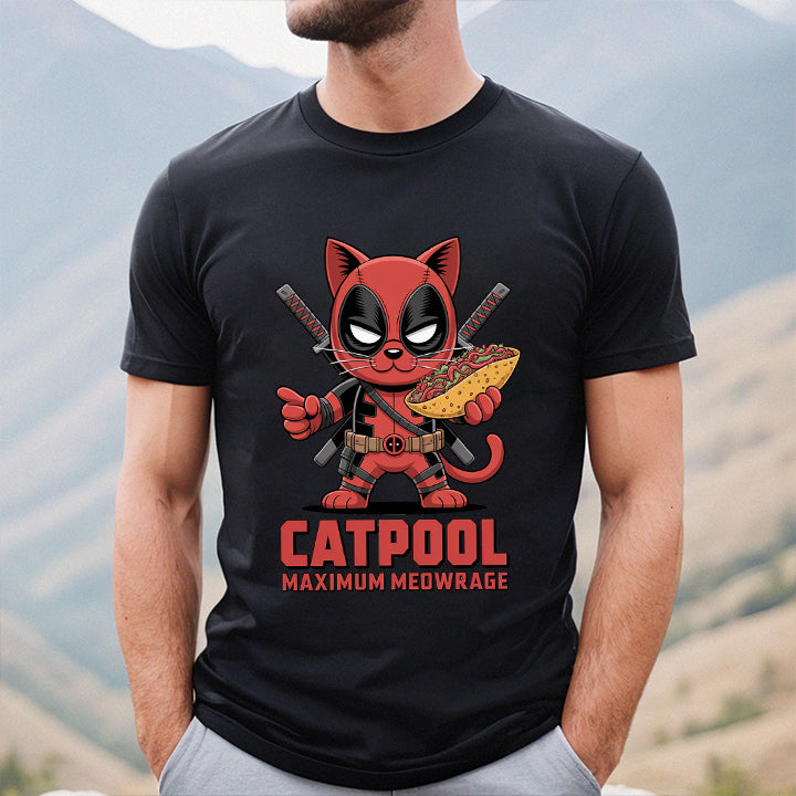 Catpool T-Shirt – Funny Maximum Meowrage Superhero Cat Tee