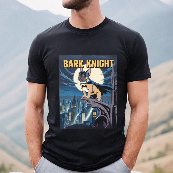 Bark Knight Bulldog T-Shirt – Funny Superhero Dog Tee for Frenchie Fans