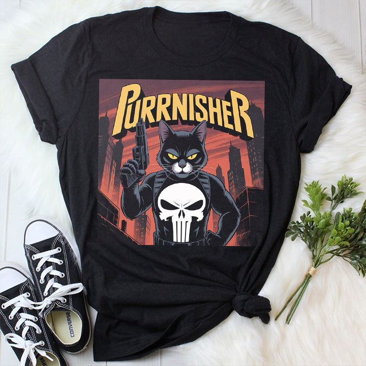 Purrnisher Pet T-Shirt – Funny Cat Punisher Parody Tee for Pet Lovers