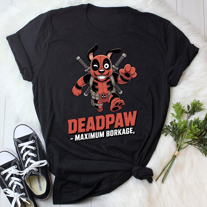 Deadpaw T-Shirt – Funny Dog Superhero Parody Tee for Pet Lovers