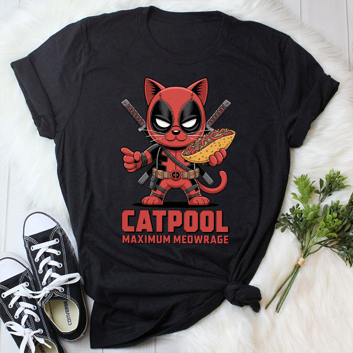 Catpool T-Shirt – Funny Maximum Meowrage Superhero Cat Tee
