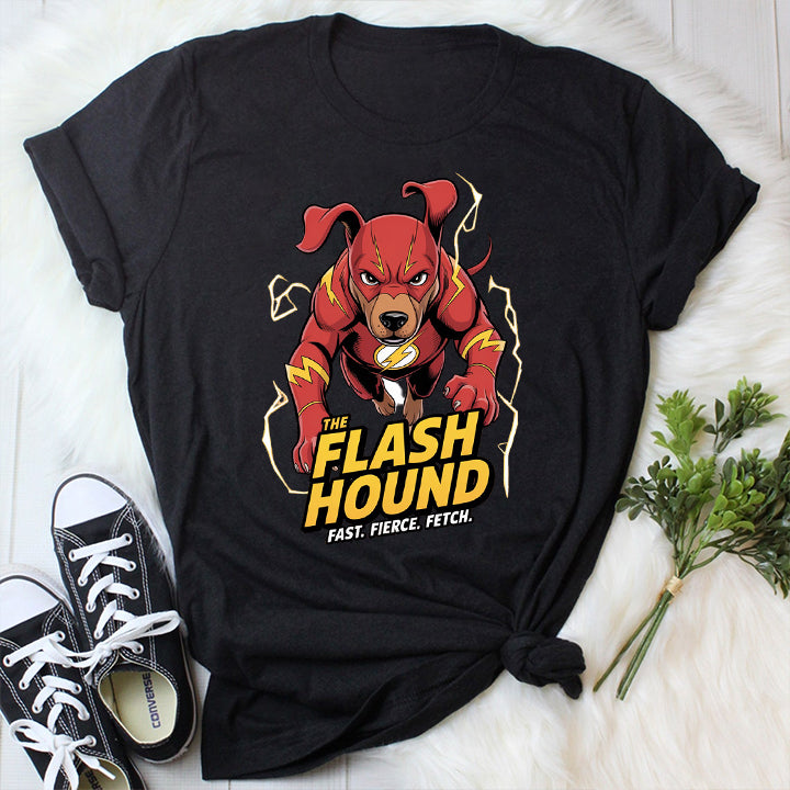 The Flash Hound T-Shirt – Funny Speedster Dog Superhero Tee for Pet Lovers
