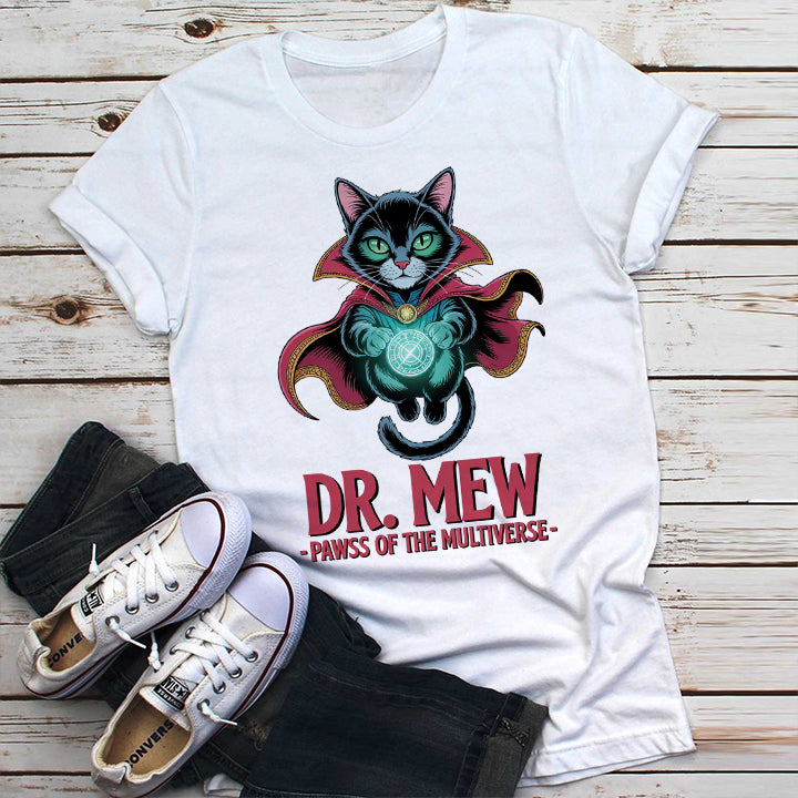 Dr. Mew T-Shirt – Funny Cat Sorcerer Superhero Tee for Pet Lovers