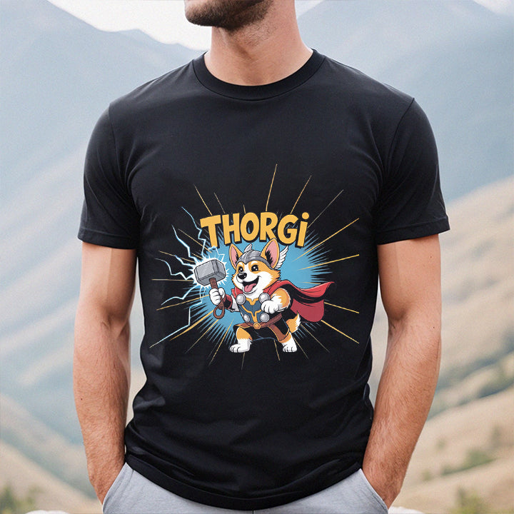 Thorgi Funny Dog T-Shirt – Cute Corgi Thor Parody Tee for Dog Lovers